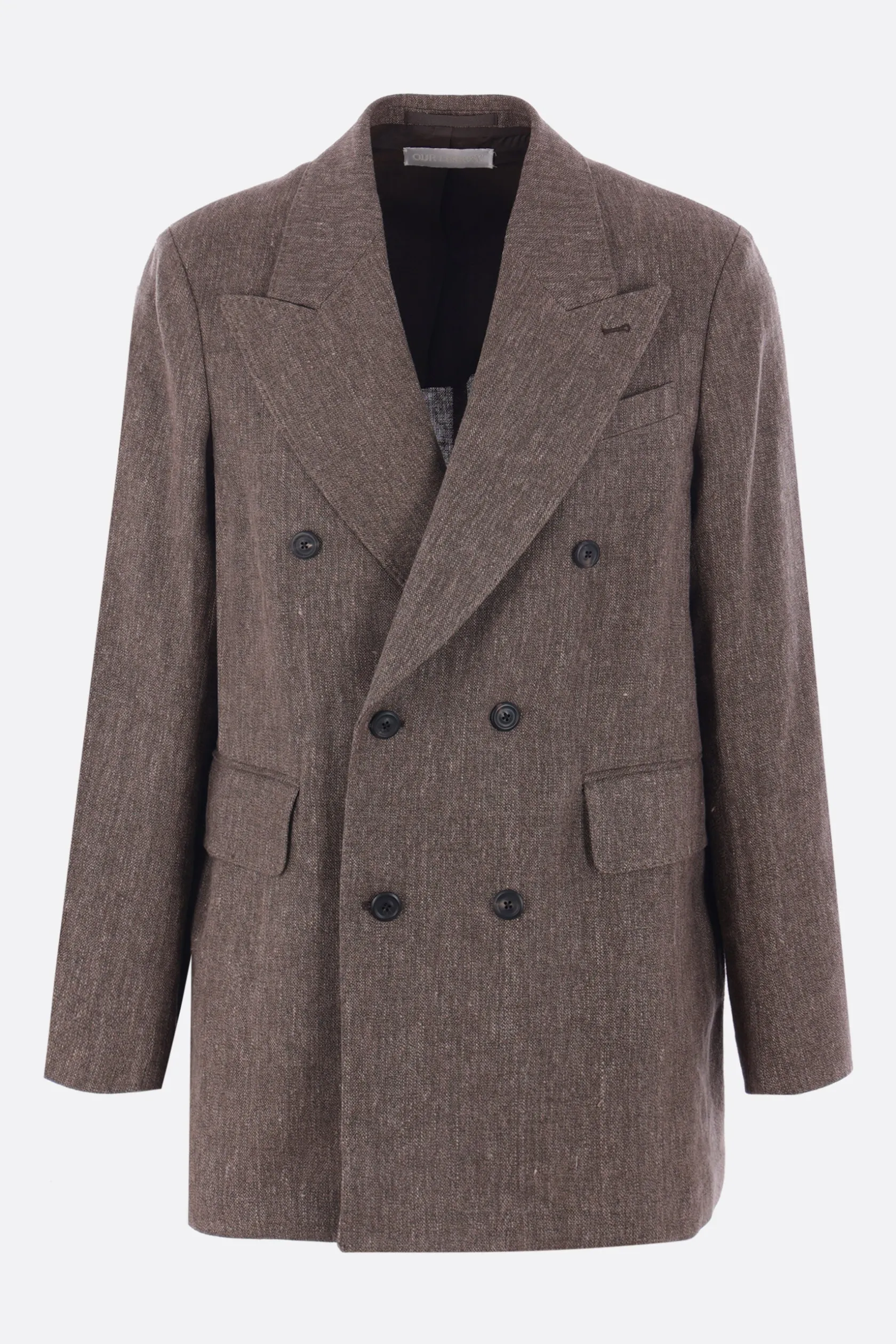 Capispalla>OUR LEGACY giacca doppiopetto Sharp DB in lino e cotone Marrone