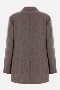 Capispalla>OUR LEGACY giacca doppiopetto Sharp DB in lino e cotone Marrone