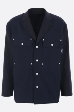 Capispalla>COMME DES GARÇONS HOMME giacca in lana a righe e tela Blu