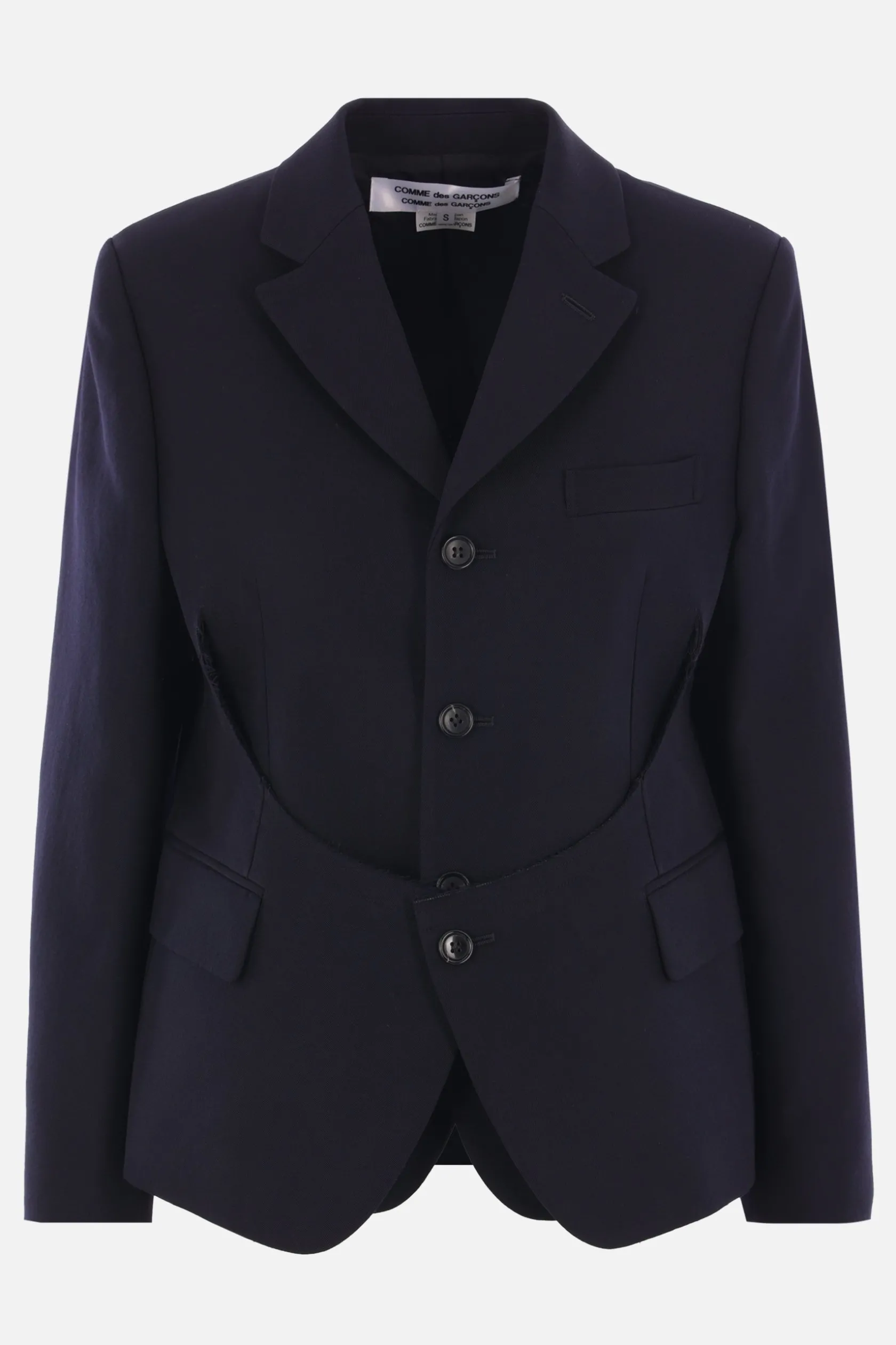 Capispalla>COMME DES GARÇONS COMME des GARÇONS giacca in lana con fondo destrutturato Blu