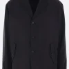 Capispalla>COMME DES GARÇONS HOMME giacca in lana gessata e cotone tecnico Nero