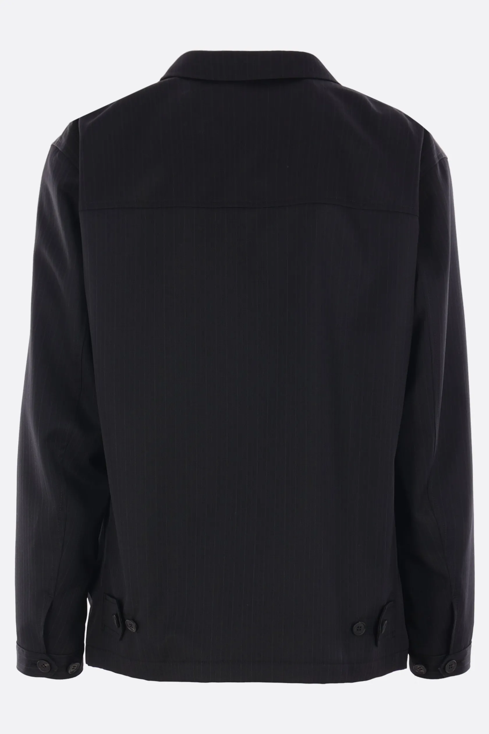 Capispalla>COMME DES GARÇONS HOMME giacca in lana gessata e cotone tecnico Nero