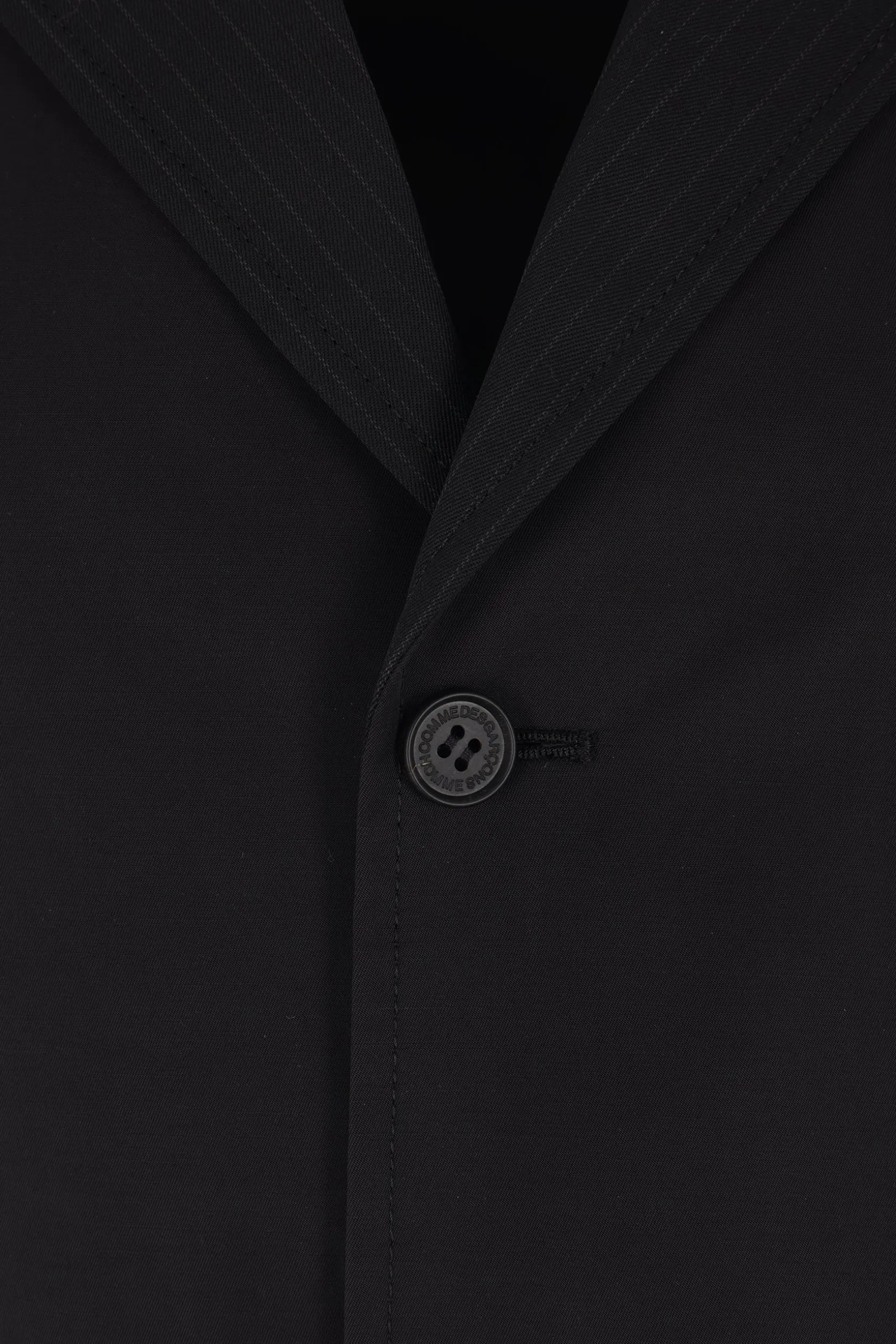 Capispalla>COMME DES GARÇONS HOMME giacca in lana gessata e cotone tecnico Nero