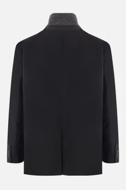 Capispalla>SACAI giacca in misto lana e nylon Nero