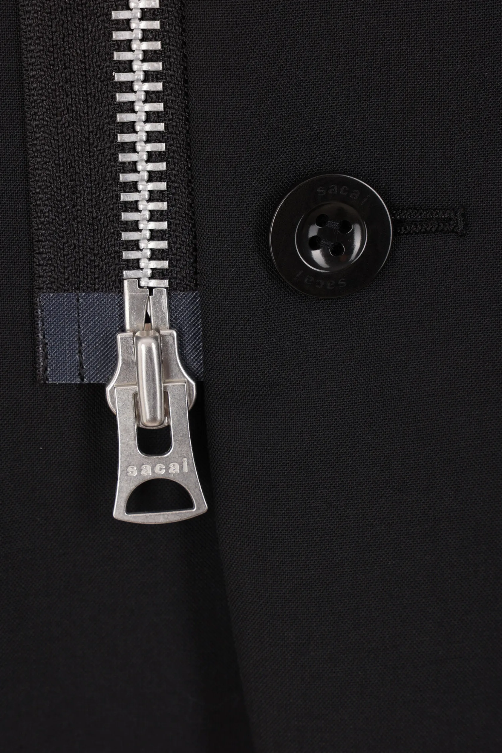 Capispalla>SACAI giacca in misto lana e nylon Nero