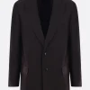 Capispalla>DRIES VAN NOTEN giacca monopetto Blunt in lino e lana Marrone