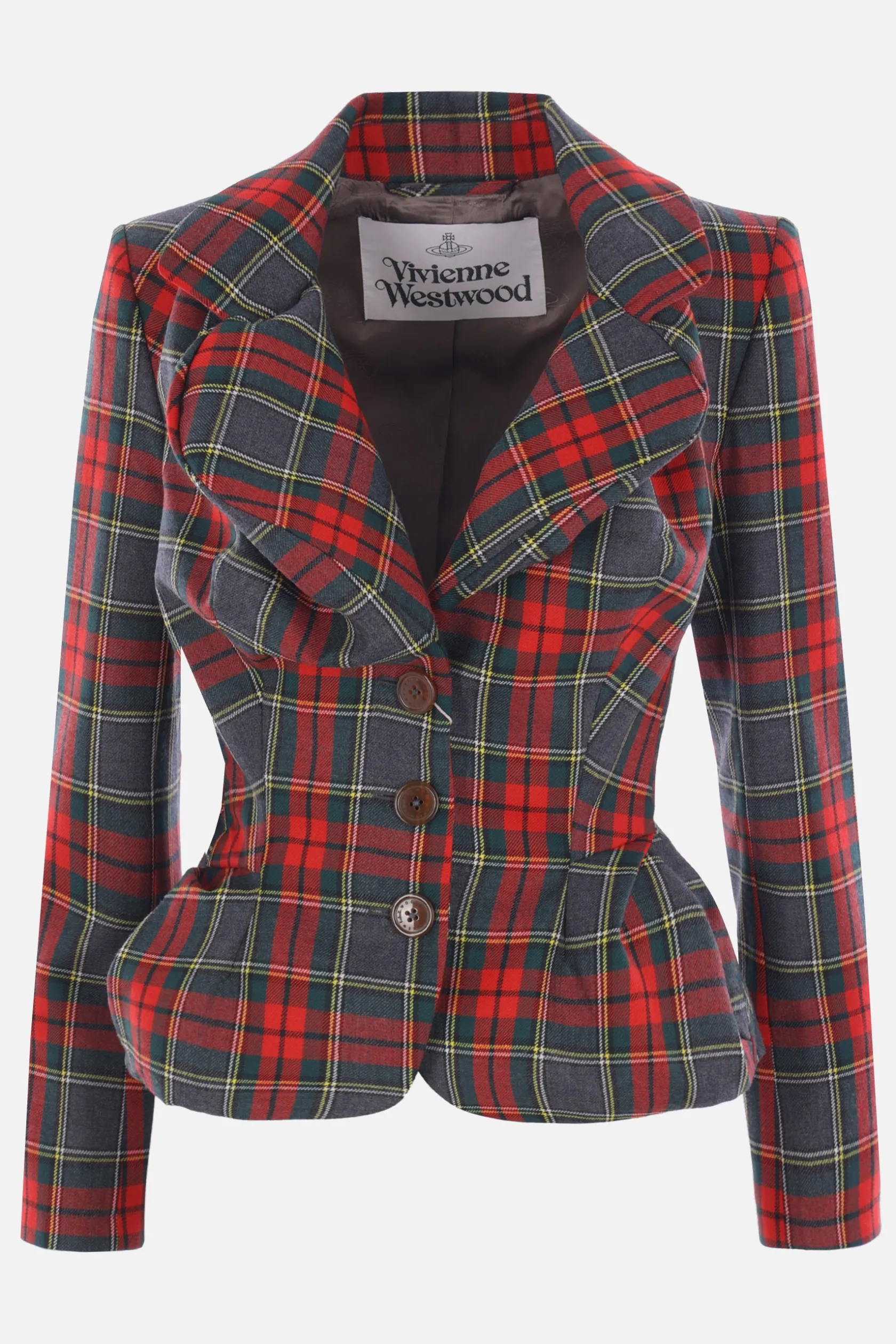 Capispalla>VIVIENNE WESTWOOD giacca monopetto Drunken in lana tartan Multicolor