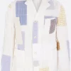 Capispalla>JUNYA WATANABE MAN giacca monopetto in cotone patchwork Bianco