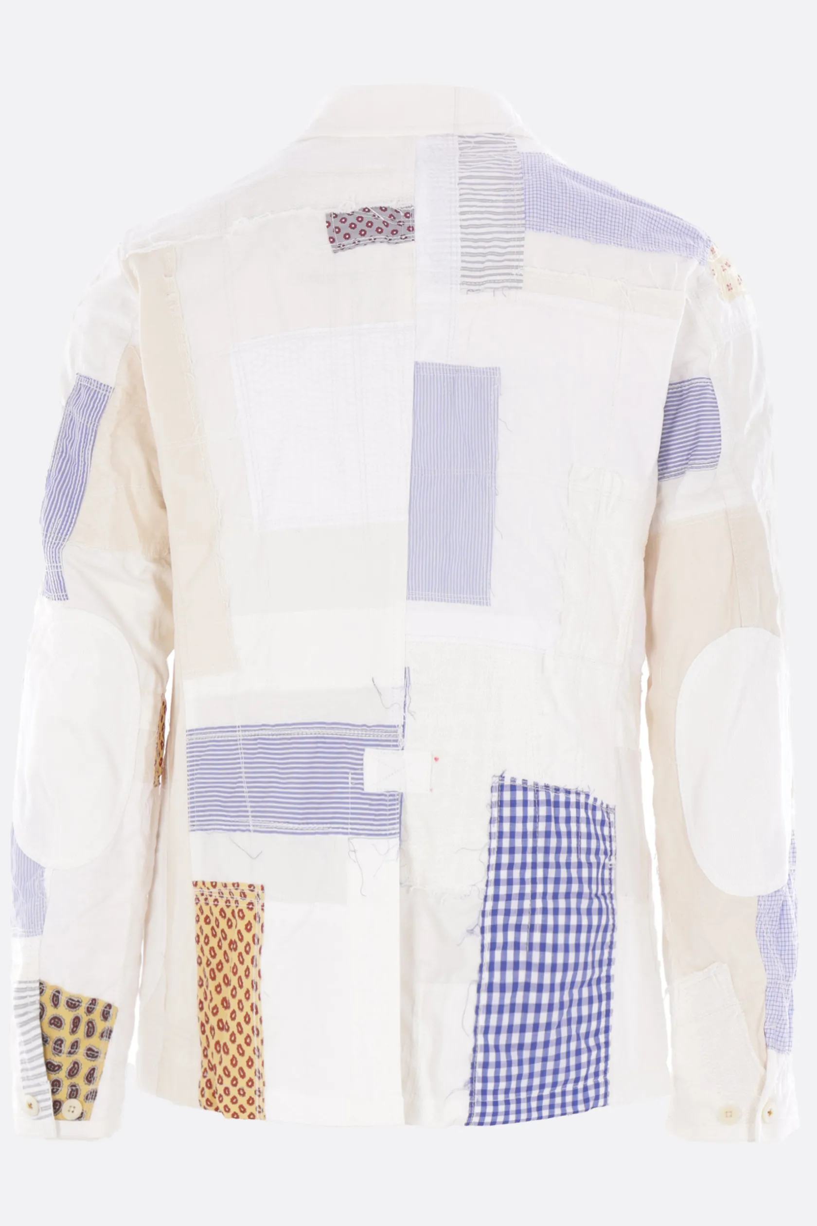 Capispalla>JUNYA WATANABE MAN giacca monopetto in cotone patchwork Bianco