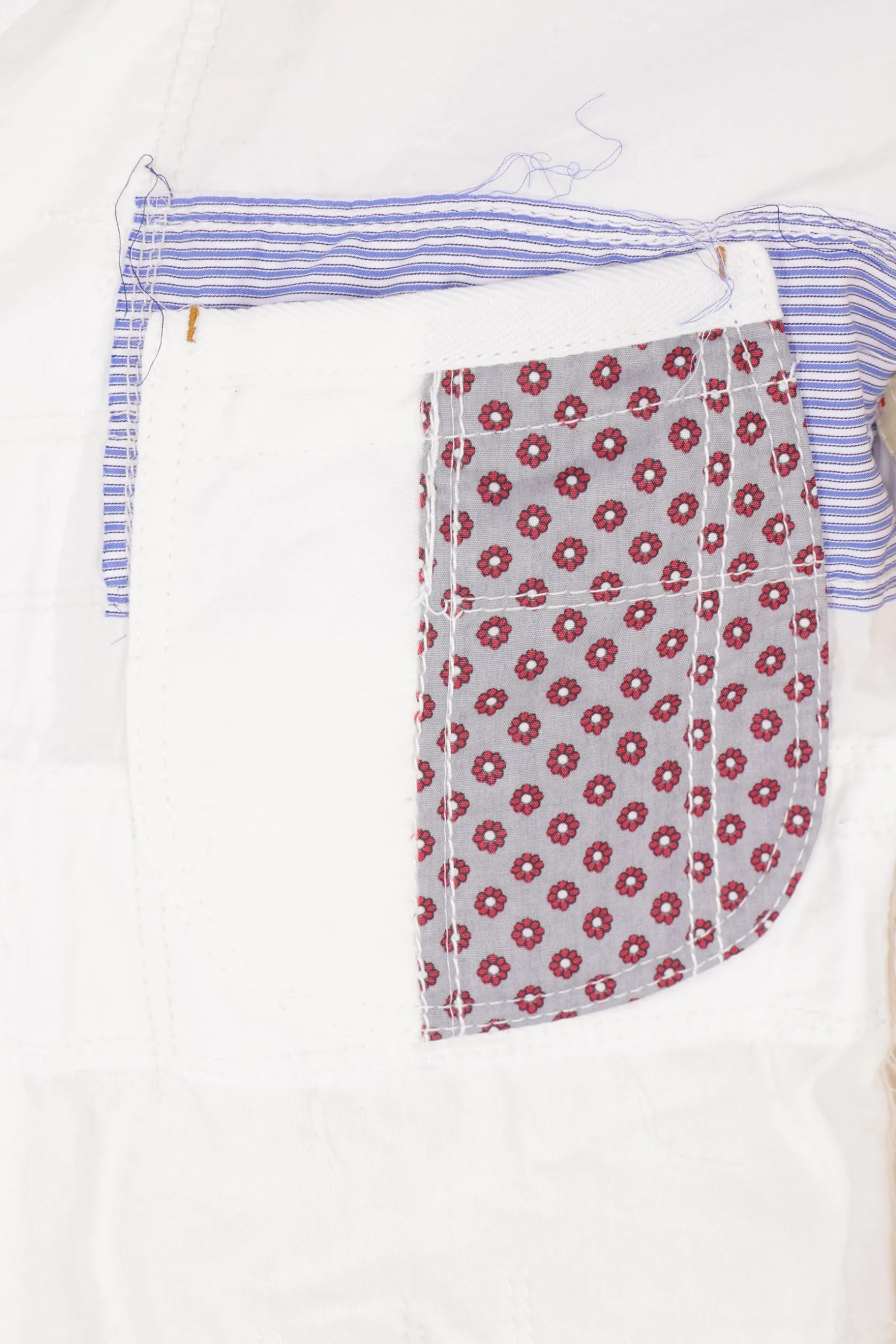 Capispalla>JUNYA WATANABE MAN giacca monopetto in cotone patchwork Bianco