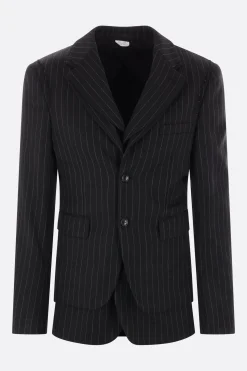 Capispalla>COMME DES GARÇONS HOMME PLUS giacca monopetto in lana gessata Nero