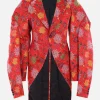 Capispalla>COMME DES GARÇONS giacca monopetto in raso jaquard Rosso