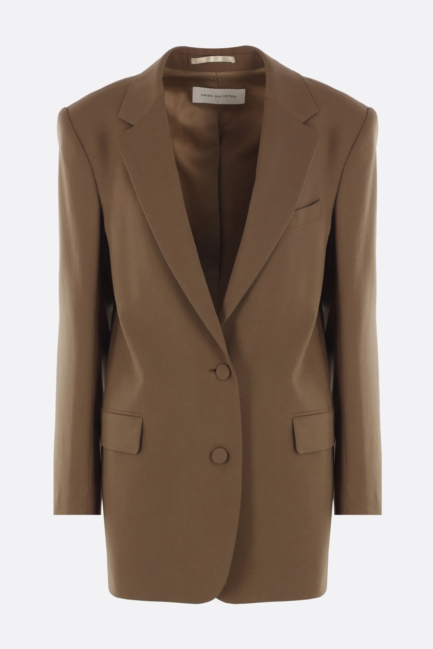 Capispalla>DRIES VAN NOTEN giacca oversize Basti in lana e mohair Marrone