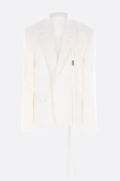 Capispalla>ANN DEMEULEMEESTER giacca Susa in viscosa e pizzo sangallo Bianco