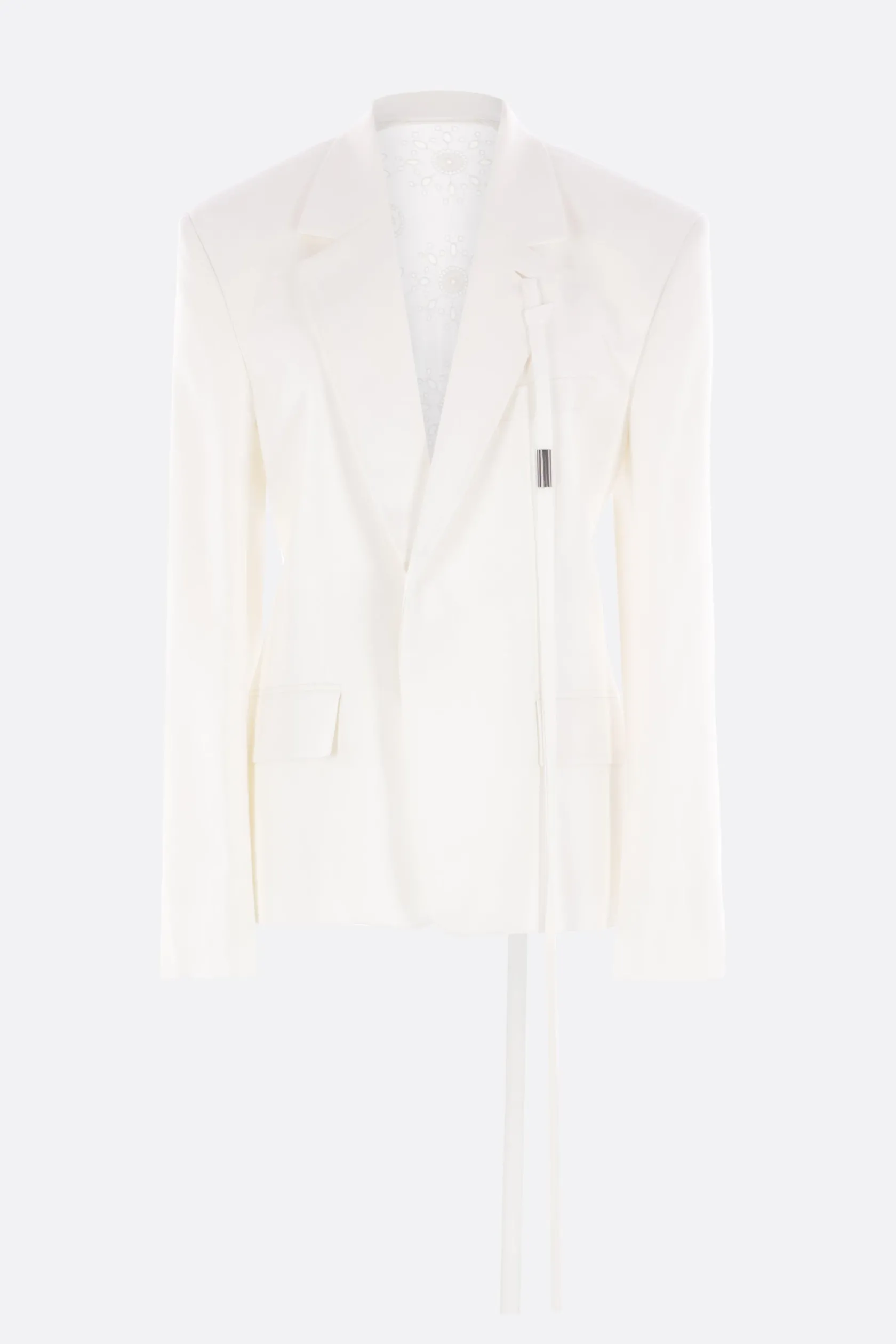 Capispalla>ANN DEMEULEMEESTER giacca Susa in viscosa e pizzo sangallo Bianco