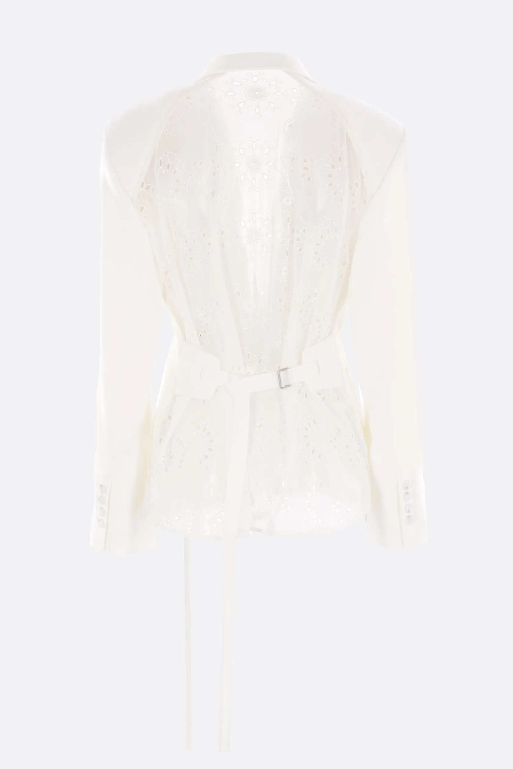 Capispalla>ANN DEMEULEMEESTER giacca Susa in viscosa e pizzo sangallo Bianco