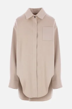 Capispalla>LOEWE giacca-camicia in lana e cashmere Neutro