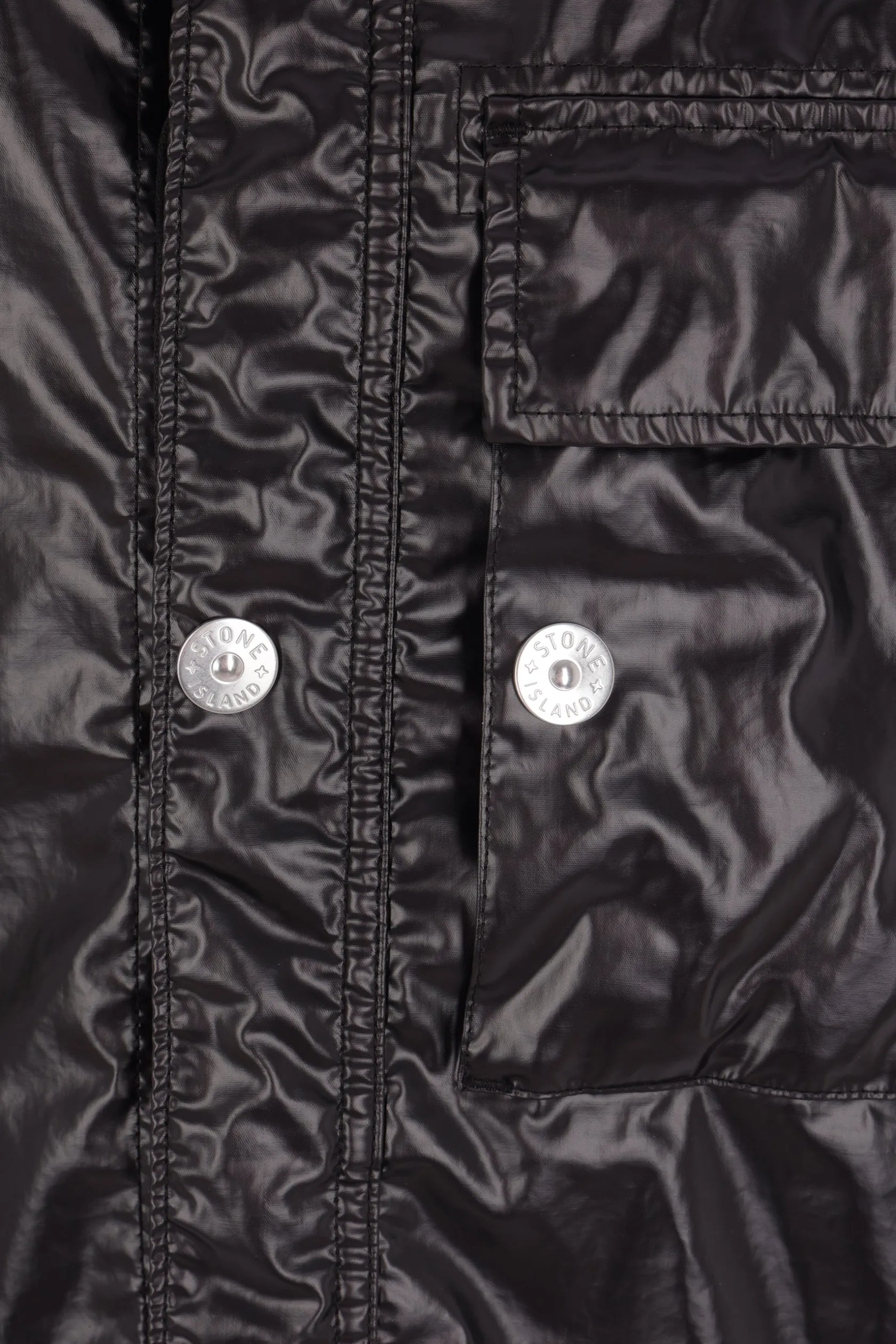 Capispalla>STONE ISLAND giacca-camicia in Mussola Gommata -TC Nero