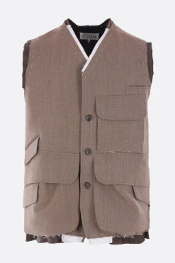 Capispalla>MAISON MARGIELA gilet cargo in lana Verde