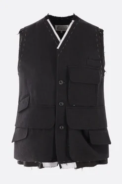 Capispalla>MAISON MARGIELA gilet cargo in lana Grigio