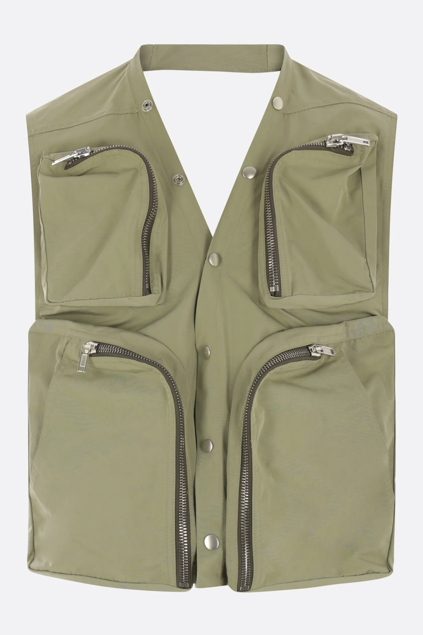 Capispalla>RICK OWENS gilet cargo in nylon Verde