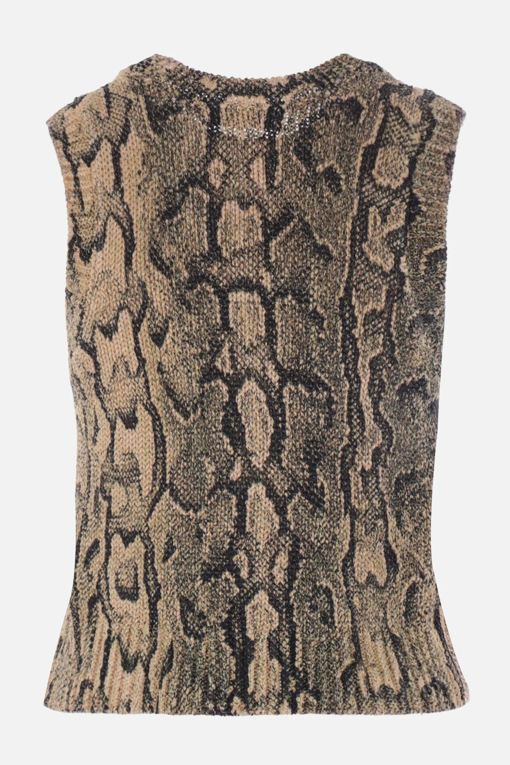 Topwear>DRIES VAN NOTEN gilet in maglia a motivo animalier Neutro