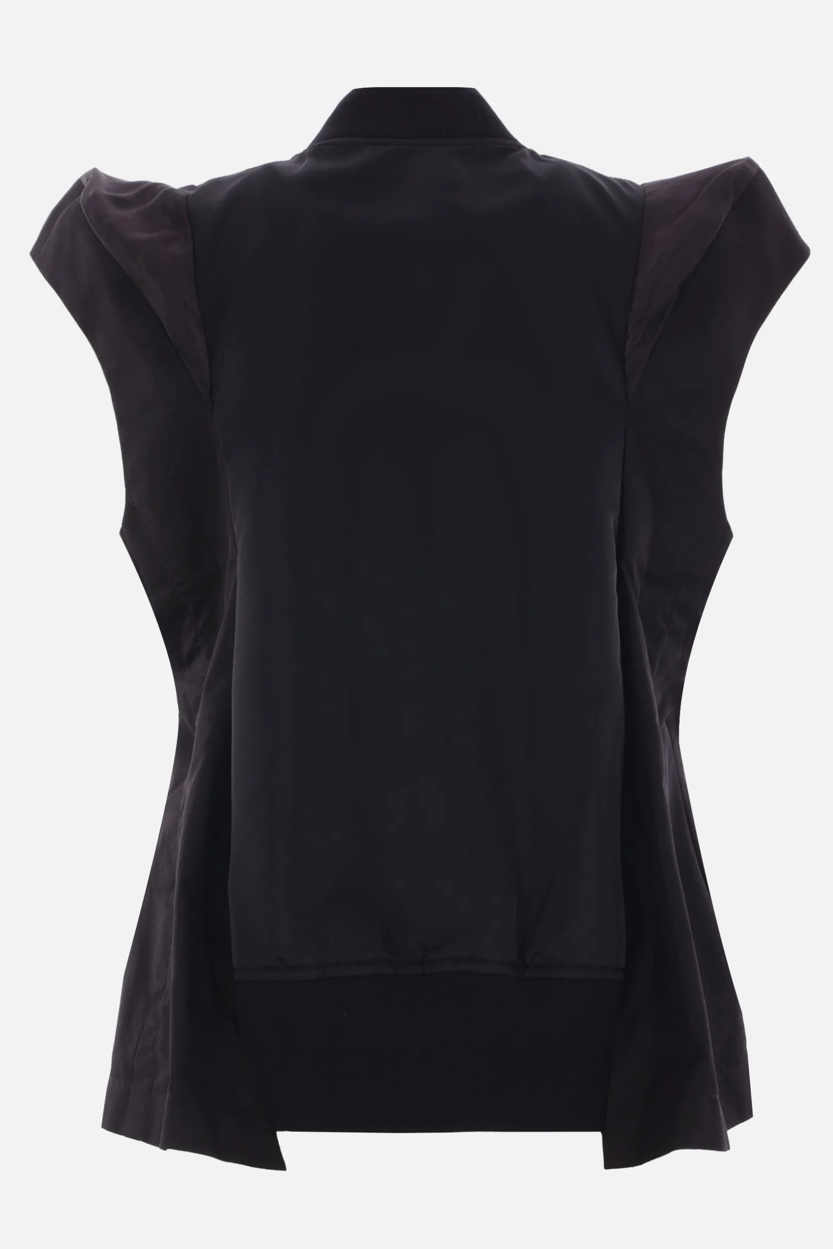 Capispalla>SACAI gilet in twill di nylon e gabardine Nero