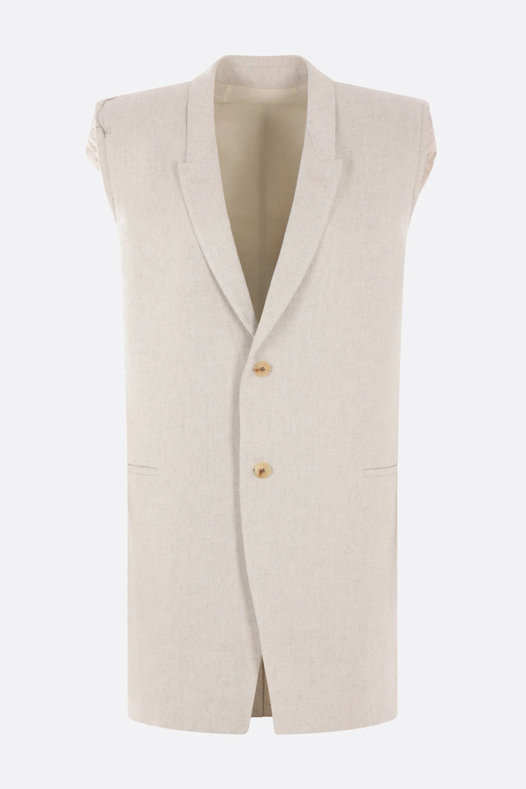 Capispalla>RICK OWENS gilet oversize in denim Bianco