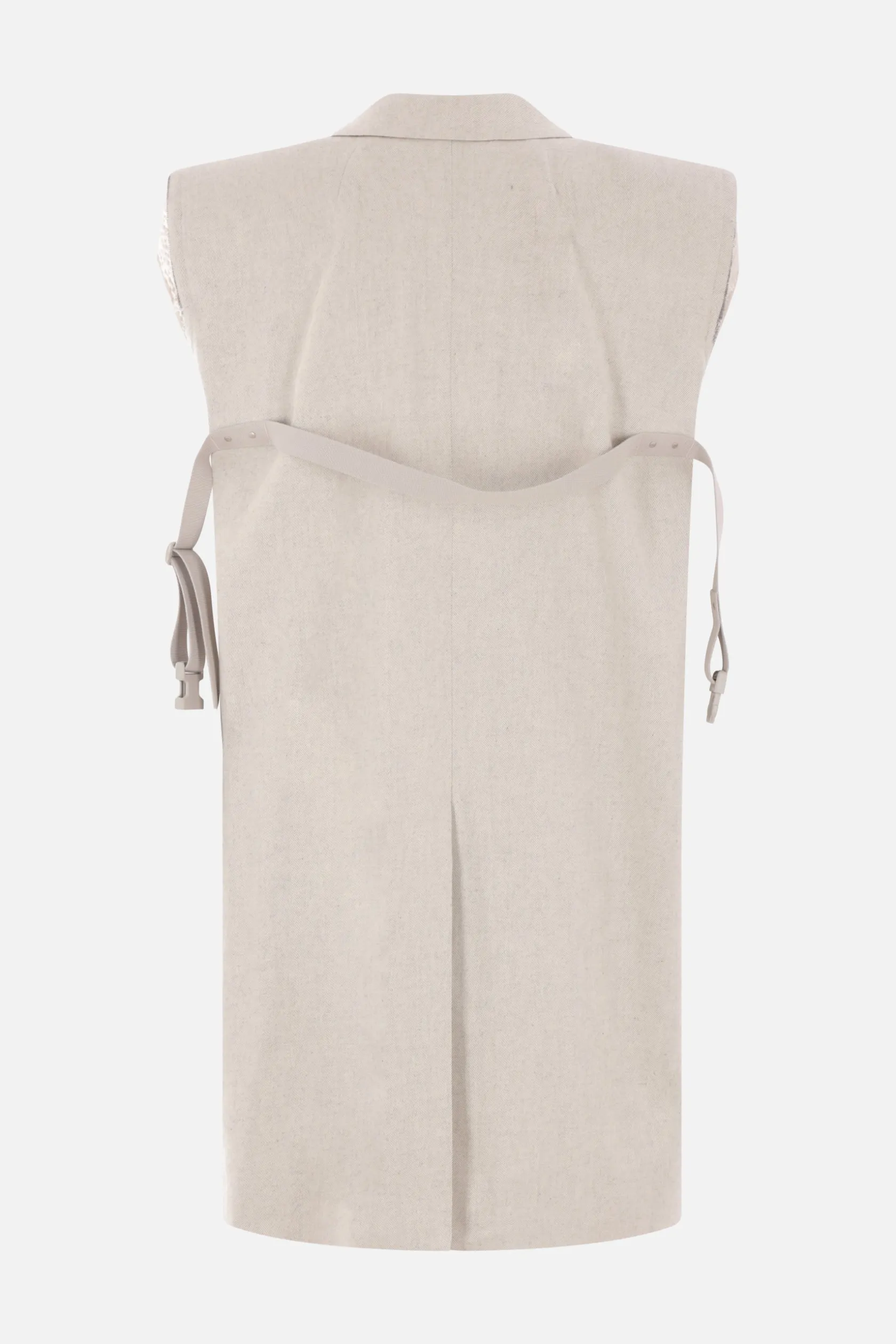 Capispalla>RICK OWENS gilet oversize in denim Bianco