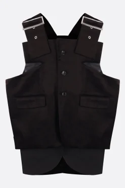 Capispalla>COMME DES GARÇONS gilet oversize in velluto e cady stretch Nero