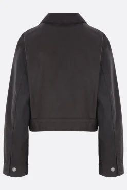 Capispalla>LEMAIRE giubbotto cropped in denim resinato Marrone