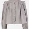 Capispalla>CHLOÉ giubbotto cropped in suede Grigio