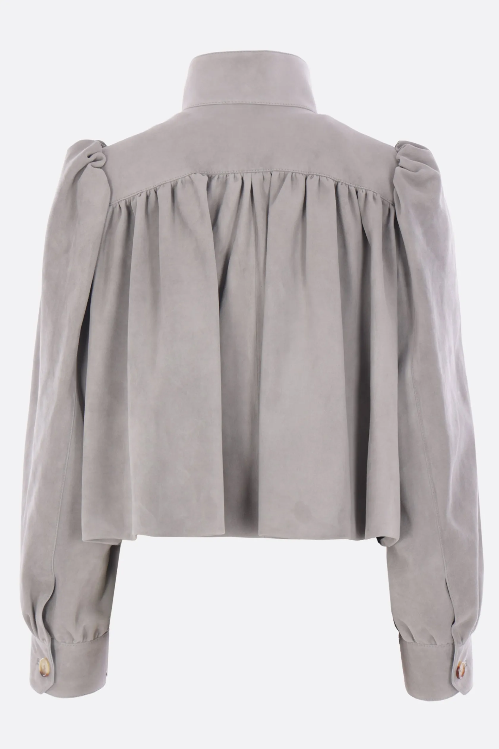 Capispalla>CHLOÉ giubbotto cropped in suede Grigio