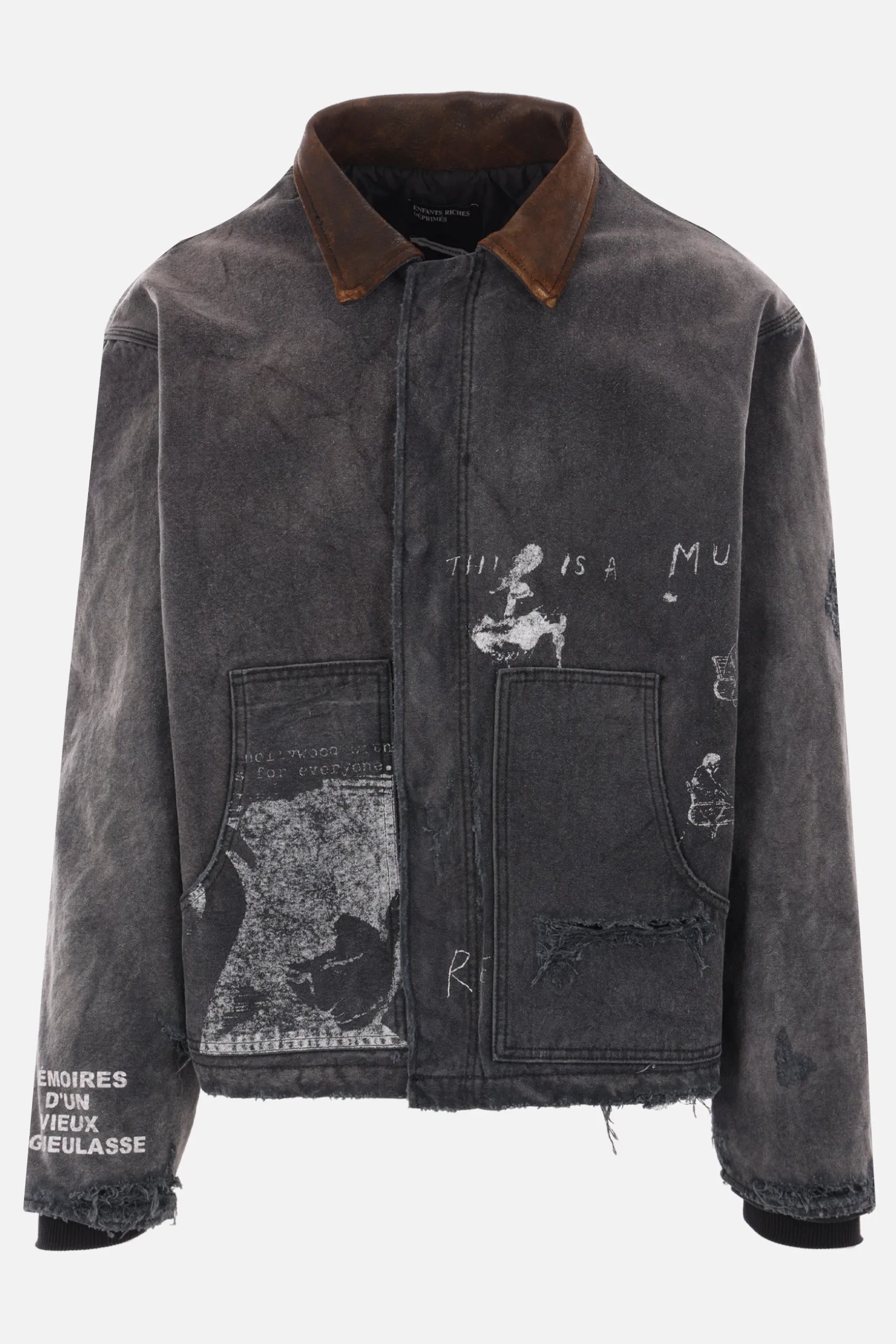 Capispalla>ENFANTS RICHES DEPRIMES giubbotto imbottito Chore in canvas distressed Nero
