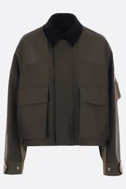 Capispalla>SACAI giubbotto in gros grain e twill Verde