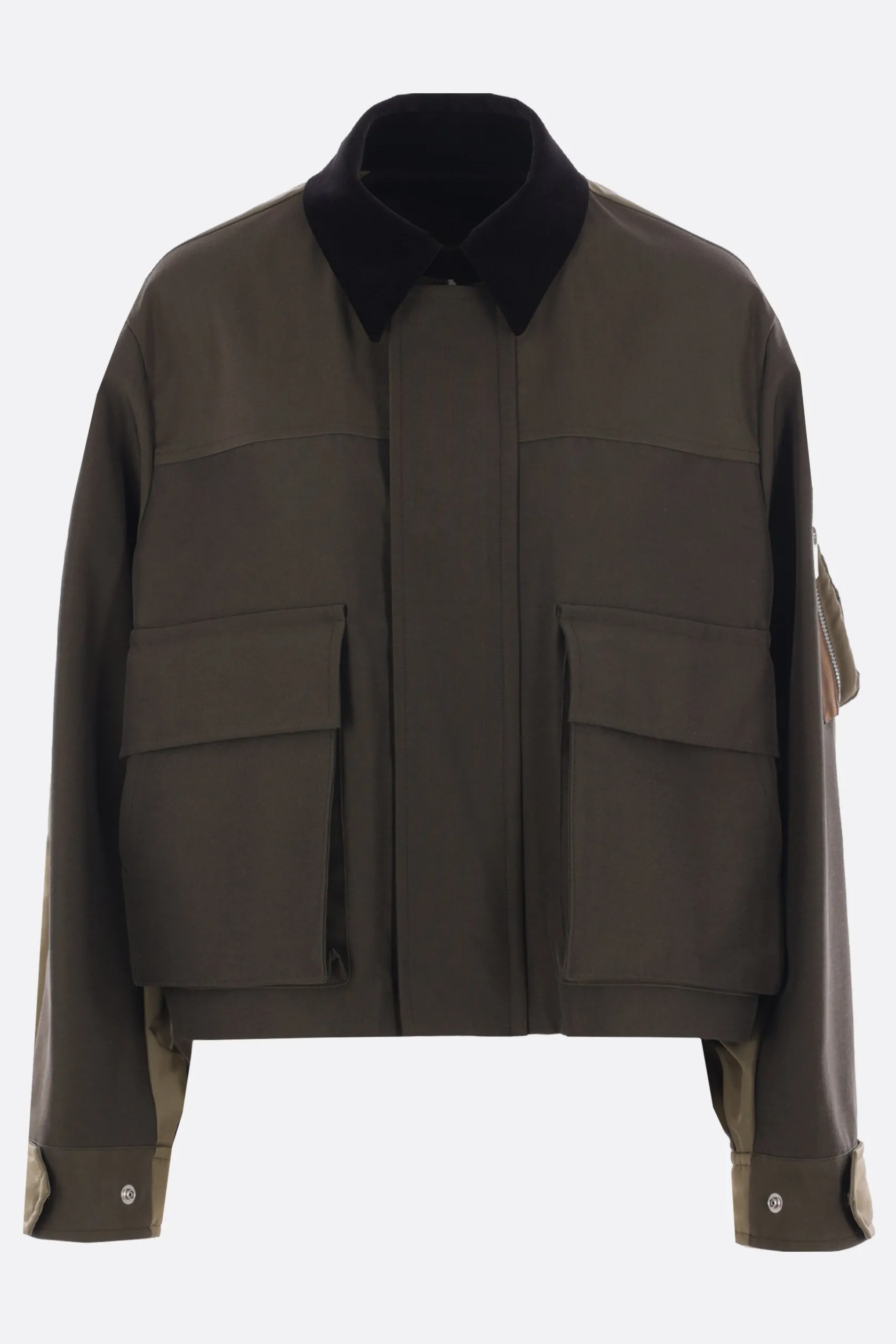 Capispalla>SACAI giubbotto in gros grain e twill Verde
