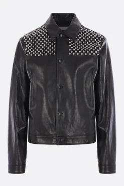Capispalla>JIL SANDER giubbotto in pelle con borchie Nero