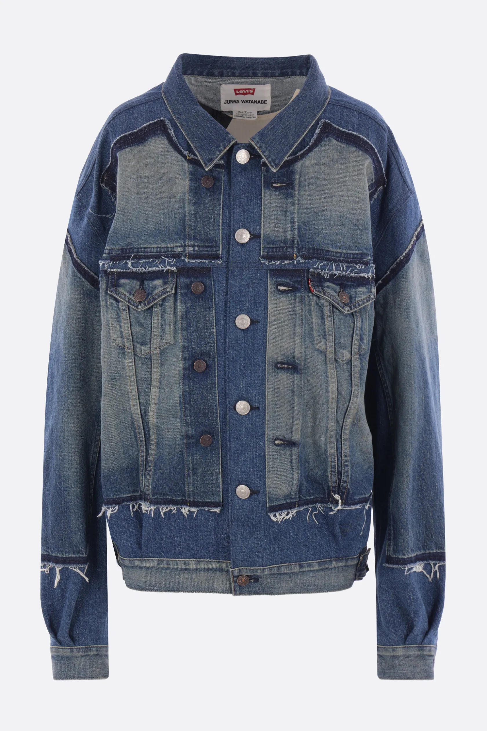 Capispalla>JUNYA WATANABE giubbotto oversize in denim raw-cut Blu