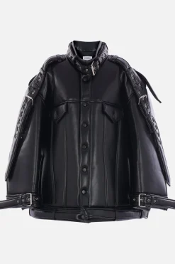 Capispalla>MELITTA BAUMEISTER giubbotto oversize in ecopelle Nero