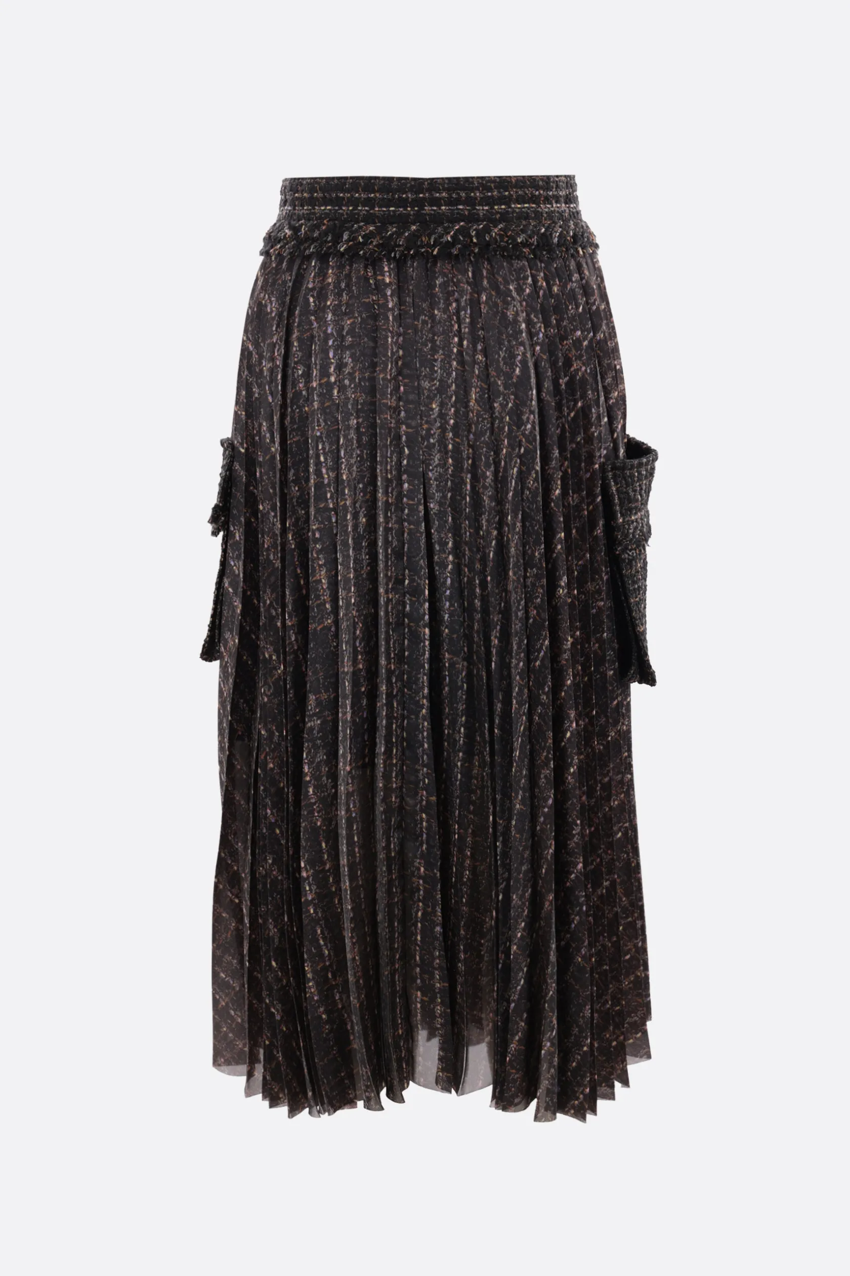 Gonne>SACAI gonna a portafoglio in raso plissé e tweed Multicolor