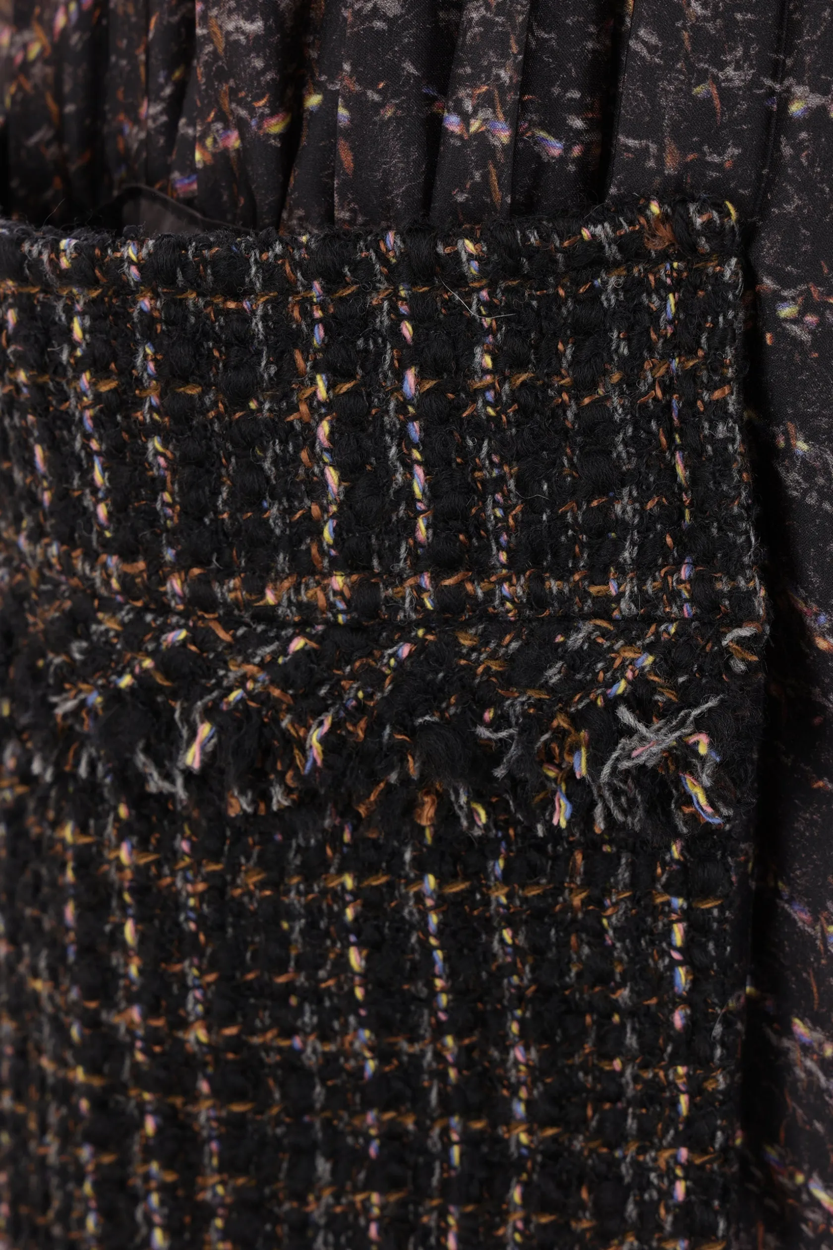 Gonne>SACAI gonna a portafoglio in raso plissé e tweed Multicolor