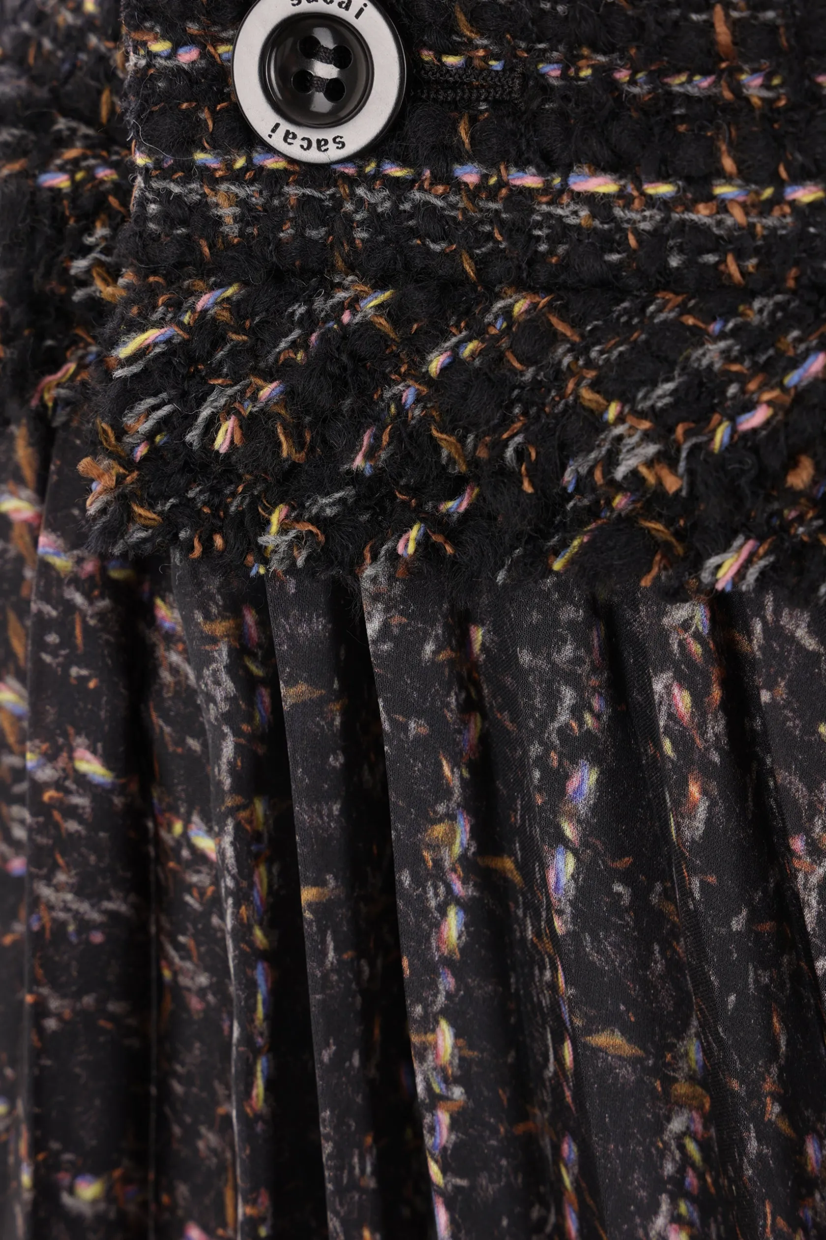 Gonne>SACAI gonna a portafoglio in raso plissé e tweed Multicolor