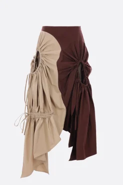 Gonne>ZOMER gonna asimmetrica Boya in cotone Marrone