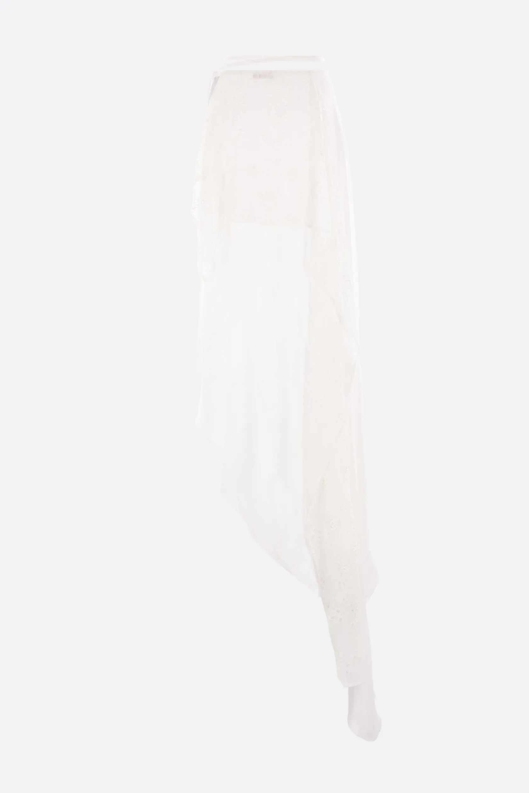 Gonne>ANN DEMEULEMEESTER gonna asimmetrica Sirka in seta con ricami Bianco