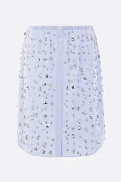 Gonne>DRIES VAN NOTEN gonna corta Shirty in cotone con applicazioni Blu