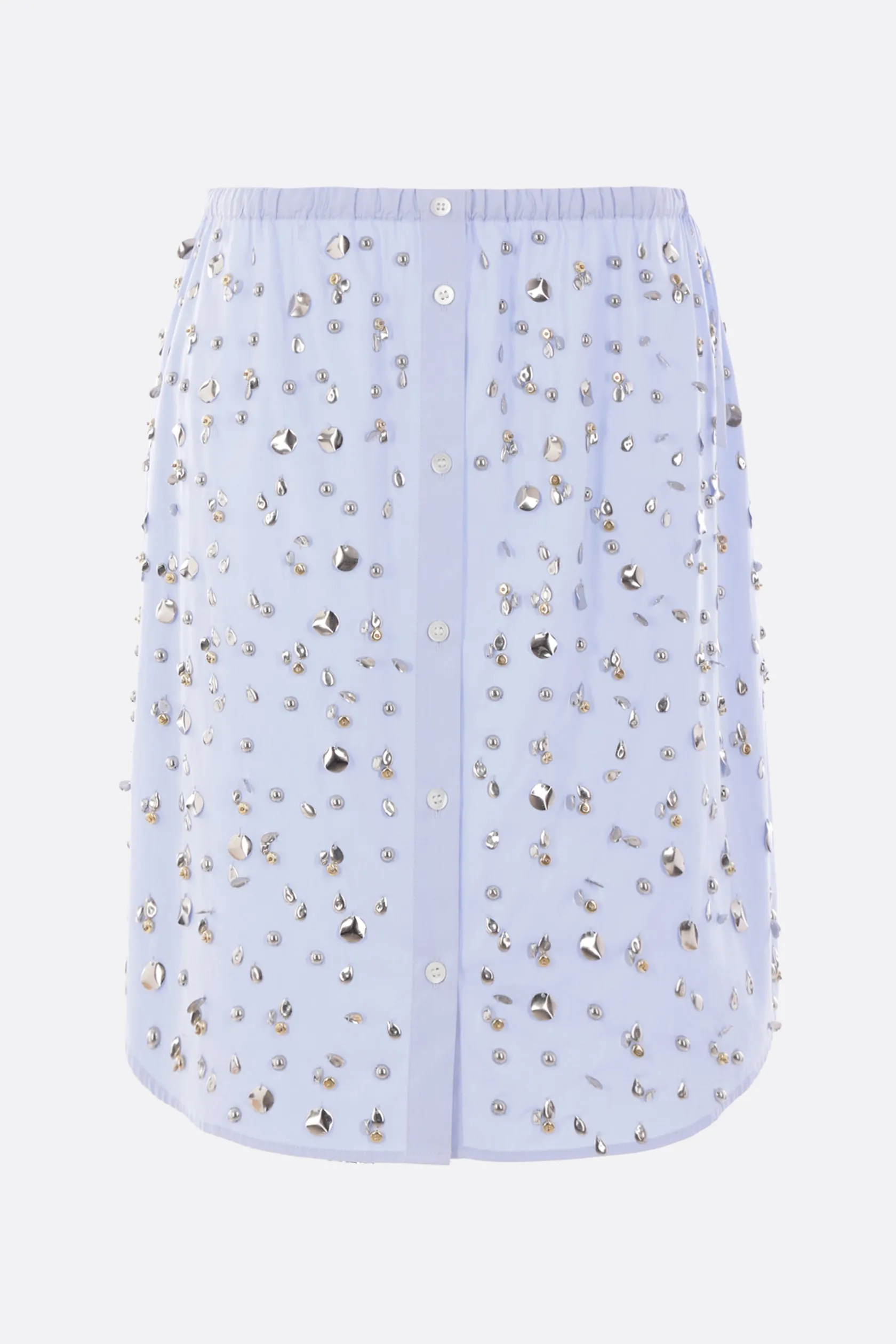 Gonne>DRIES VAN NOTEN gonna corta Shirty in cotone con applicazioni Blu