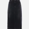 Gonne>SACAI gonna in denim e twill plissé stampato Nero