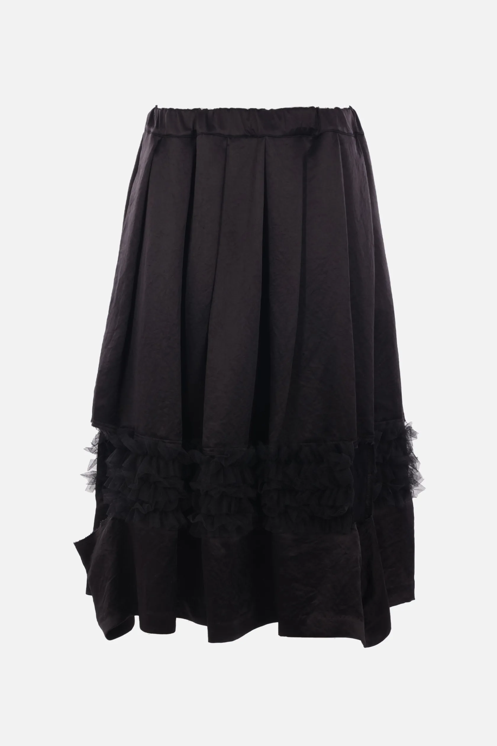 Pantaloni>BLACK COMME des GARÇONS gonna in raso con rouches e cut-out Nero
