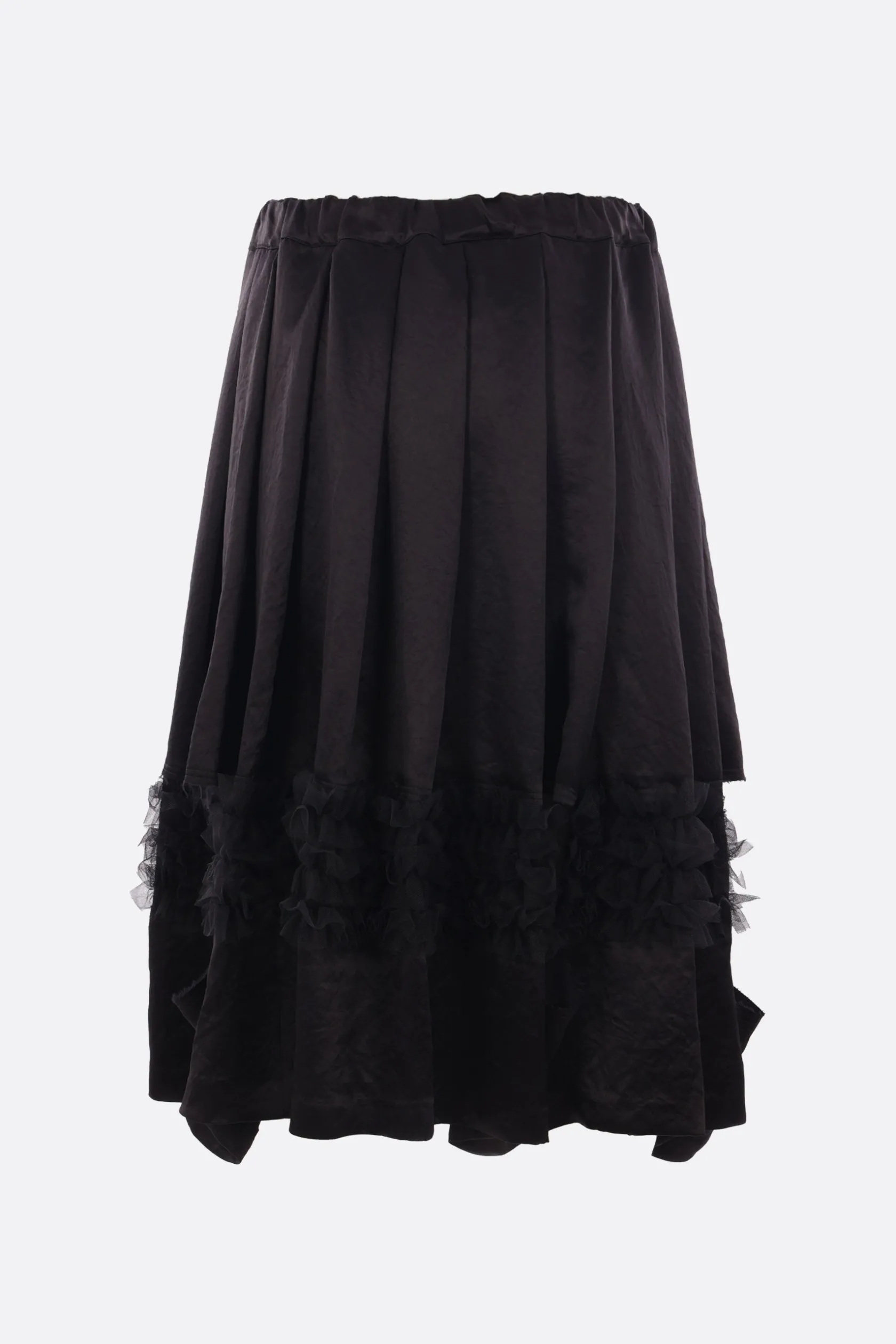 Pantaloni>BLACK COMME des GARÇONS gonna in raso con rouches e cut-out Nero