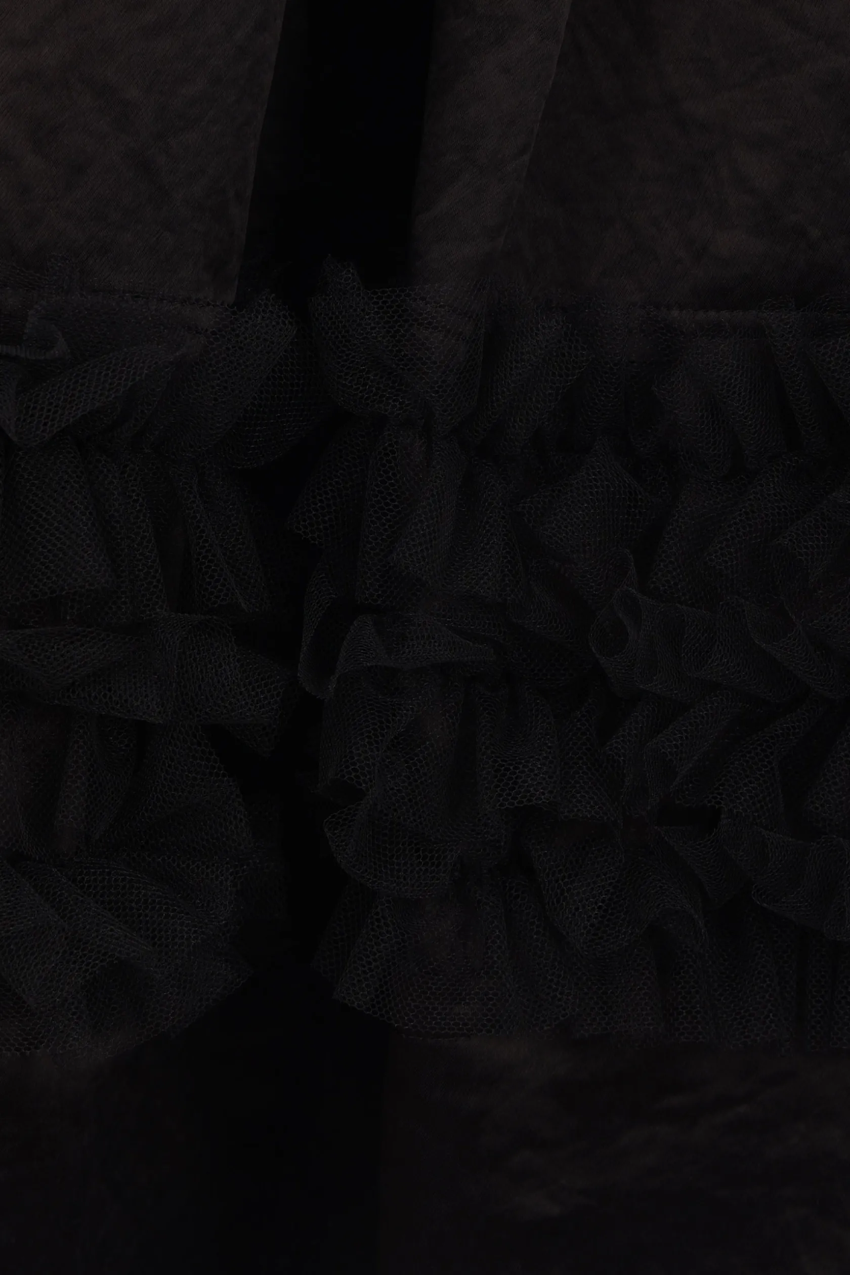 Pantaloni>BLACK COMME des GARÇONS gonna in raso con rouches e cut-out Nero